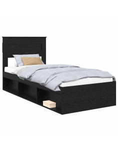 Struttura del letto con testiera Nero 75 x 190 cm Pino massello 2