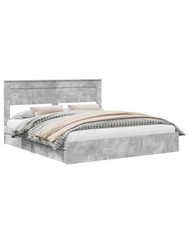 Letto con Contenitore con testiera Grigio cemento 200 x 200 cm