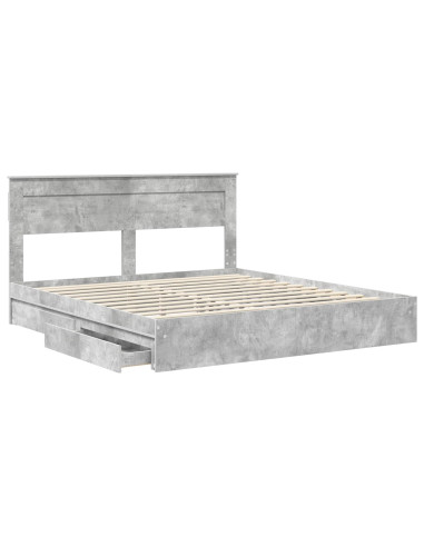 Letto con Contenitore con testiera Grigio cemento 200 x 200 cm