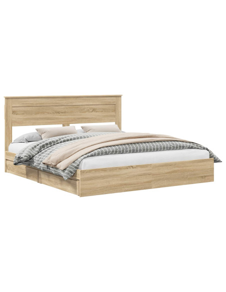 Letto con Contenitore con testiera Rovere Sonoma 180 x 200 cm