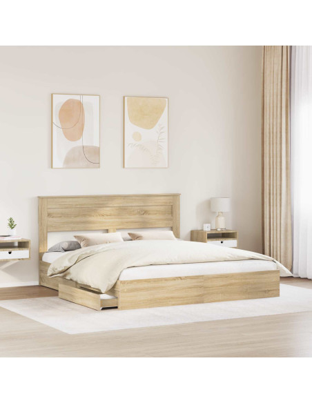 Letto con Contenitore con testiera Rovere Sonoma 180 x 200 cm