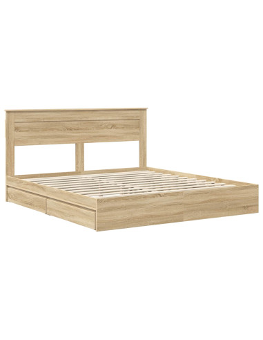 Letto con Contenitore con testiera Rovere Sonoma 180 x 200 cm