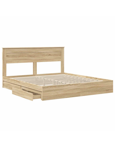 Letto con Contenitore con testiera Rovere Sonoma 180 x 200 cm