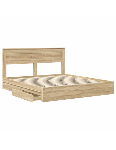Letto con Contenitore con testiera Rovere Sonoma 180 x 200 cm