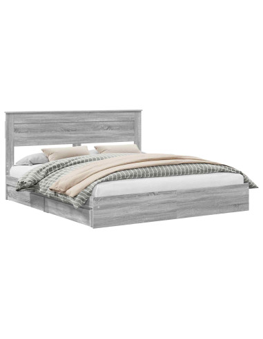 Letto con Contenitore con testiera Grigio Sonoma 180 x 200 cm