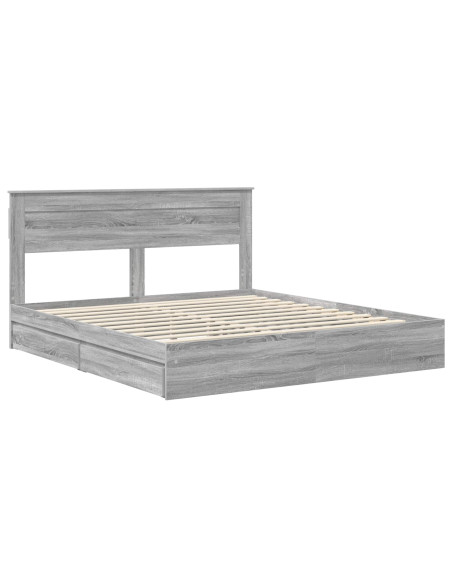 Letto con Contenitore con testiera Grigio Sonoma 180 x 200 cm