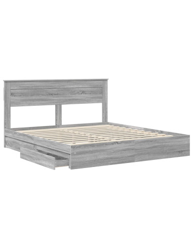 Letto con Contenitore con testiera Grigio Sonoma 180 x 200 cm