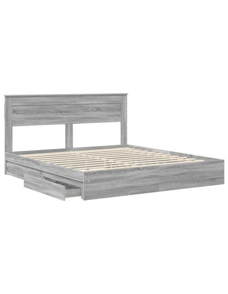 Letto con Contenitore con testiera Grigio Sonoma 180 x 200 cm