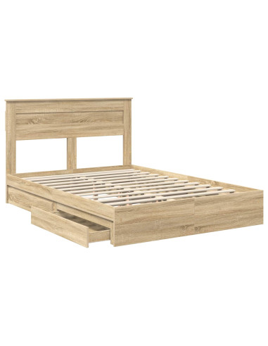 Letto con Contenitore con testiera Rovere Sonoma 160 x 200 cm