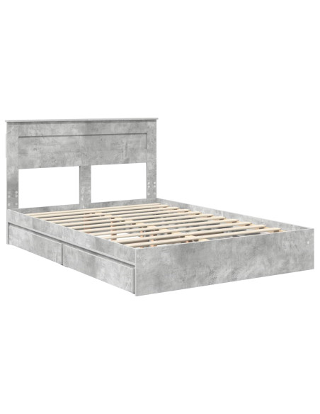 Letto con Contenitore con testiera Grigio cemento 150 x 200 cm