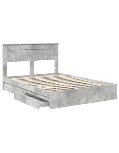 Letto con Contenitore con testiera Grigio cemento 150 x 200 cm