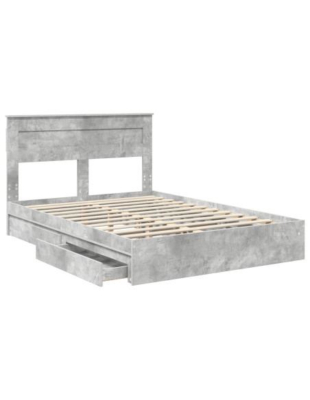 Letto con Contenitore con testiera Grigio cemento 150 x 200 cm