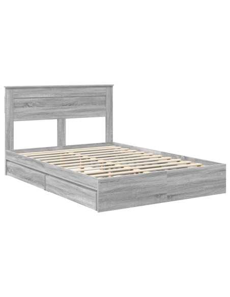 Letto con Contenitore con testiera Grigio Sonoma 140 x 200 cm