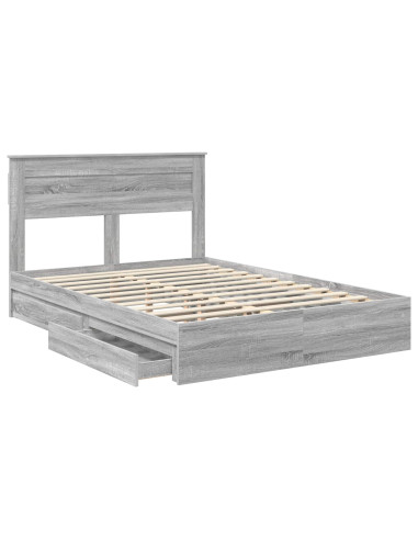 Letto con Contenitore con testiera Grigio Sonoma 140 x 200 cm