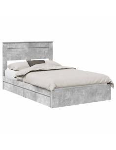 Letto con Contenitore con testiera Grigio cemento 135 x 190 cm 2