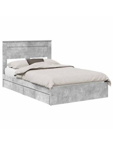 Letto con Contenitore con testiera Grigio cemento 135 x 190 cm