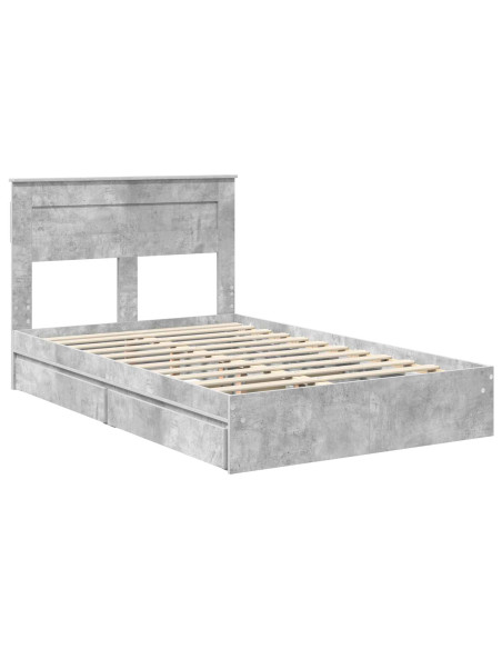 Letto con Contenitore con testiera Grigio cemento 135 x 190 cm