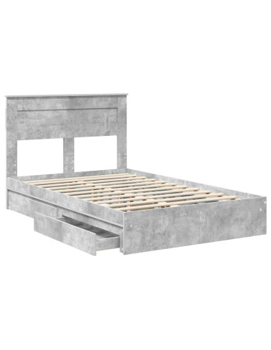 Letto con Contenitore con testiera Grigio cemento 135 x 190 cm