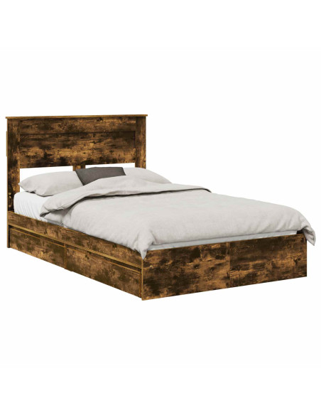 Letto con Contenitore con testiera Rovere fumé 135 x 190 cm