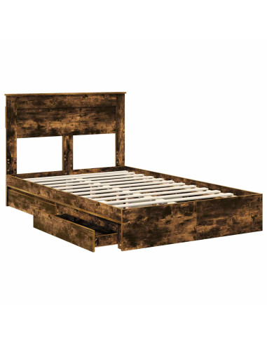 Letto con Contenitore con testiera Rovere fumé 135 x 190 cm