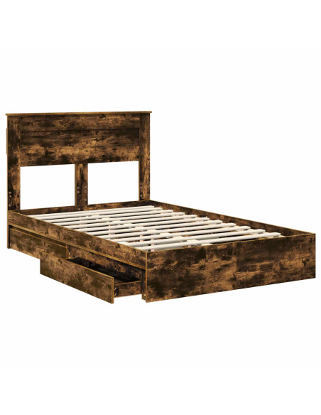 Letto con Contenitore con testiera Rovere fumé 135 x 190 cm