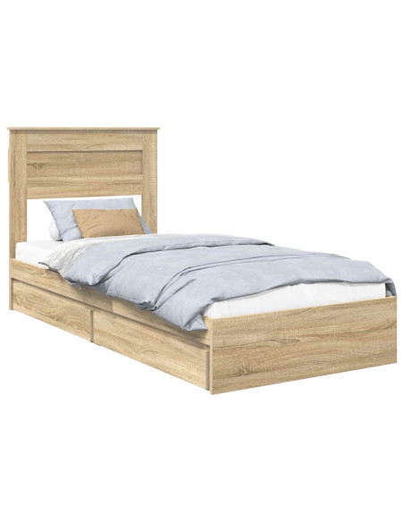 Letto con Contenitore con testiera Rovere Sonoma 100 x 200 cm