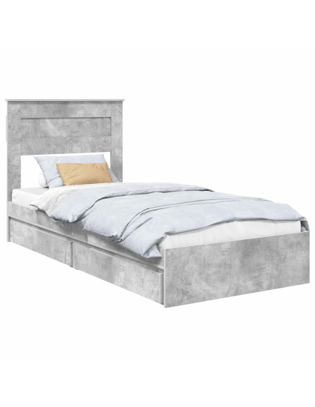 Letto con Contenitore con testiera Grigio cemento 100 x 200 cm