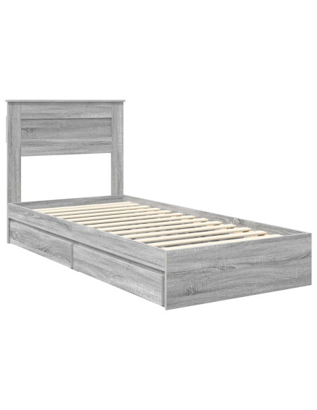 Letto con Contenitore con testiera Grigio Sonoma 100 x 200 cm