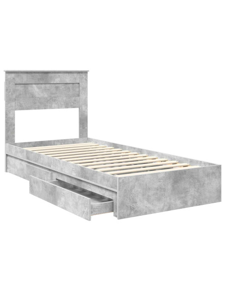 Letto con Contenitore con testiera Grigio cemento 90 x 190 cm