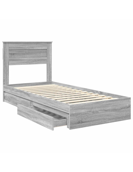 Letto con Contenitore con testiera Grigio Sonoma 90 x 190 cm