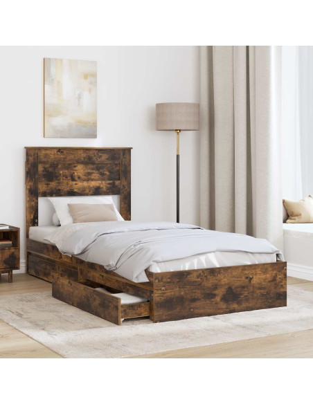 Letto con Contenitore Rovere fumé 90 x 200 cm Legno multistrato