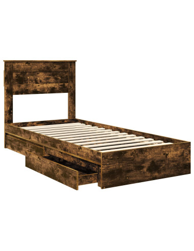 Letto con Contenitore Rovere fumé 90 x 200 cm Legno multistrato