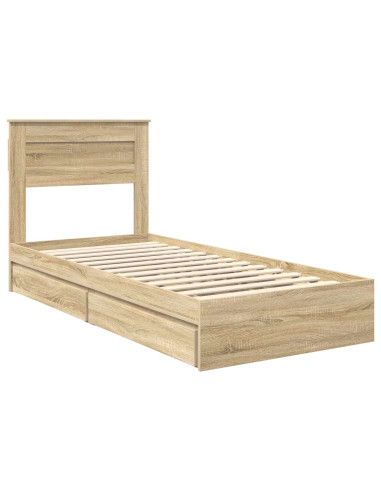 Letto con Contenitore con testiera Rovere Sonoma 75 x 190 cm