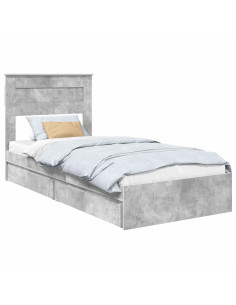 Letto con Contenitore con testiera Grigio cemento 75 x 190 cm 2