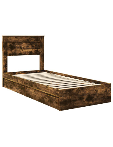 Letto con Contenitore Rovere fumé 75 x 190 cm Legno multistrato