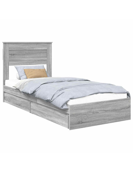 Letto con Contenitore con testiera Grigio Sonoma 75 x 190 cm