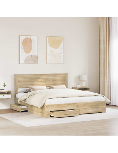 Struttura del letto con testiera Rovere Sonoma 200 x 200 cm