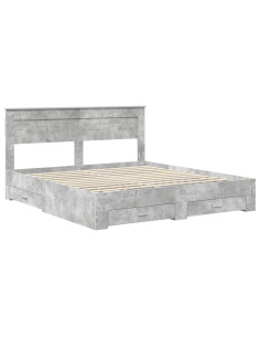 Struttura del letto con testiera Grigio cemento 200 x 200 cm 2