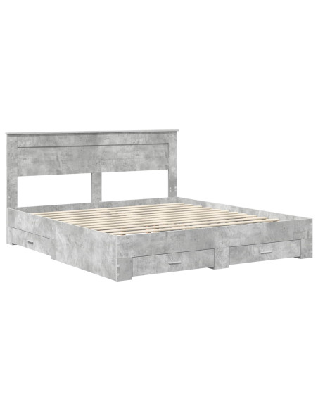Struttura del letto con testiera Grigio cemento 200 x 200 cm