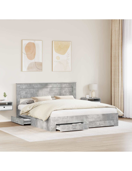 Struttura del letto con testiera Grigio cemento 200 x 200 cm