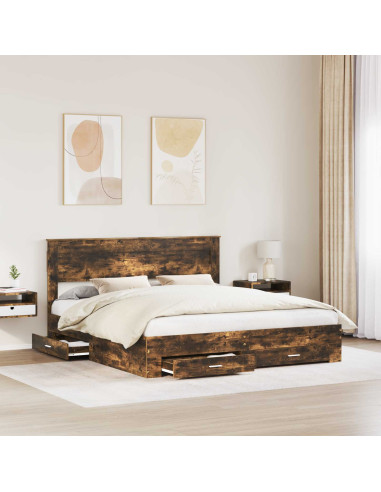 Struttura del letto Rovere fumé 200 x 200 cm Legno multistrato