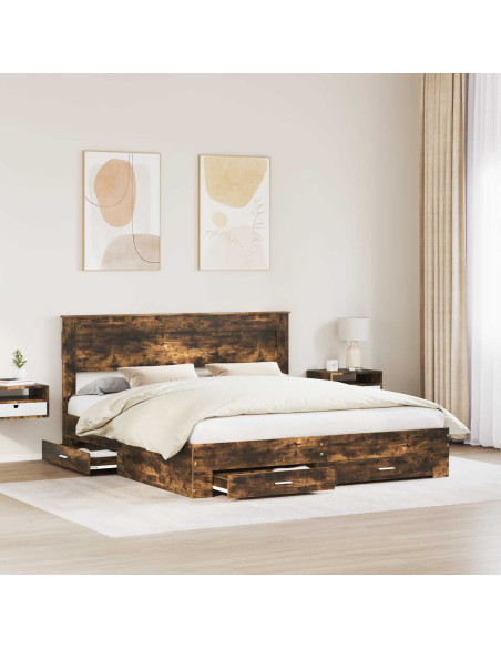 Struttura del letto Rovere fumé 200 x 200 cm Legno multistrato