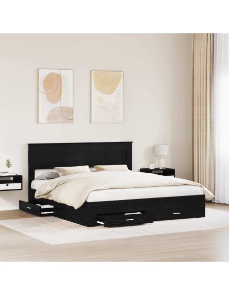 Struttura del letto Rovere Nero 180 x 200 cm Legno multistrato