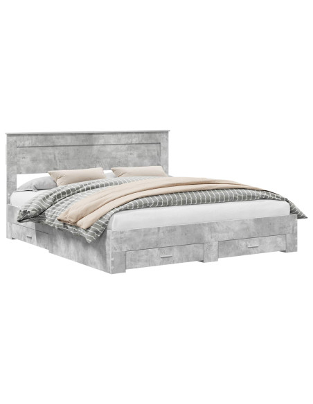 Struttura del letto con testiera Grigio cemento 180 x 200 cm