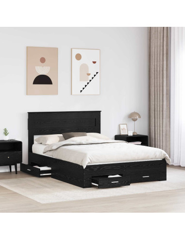 Struttura del letto Rovere Nero 160 x 200 cm Legno multistrato