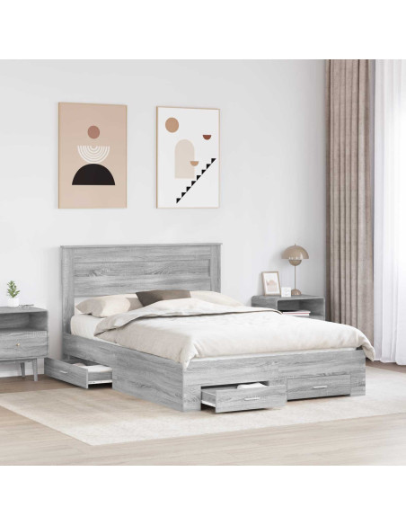 Struttura del letto con testiera Grigio Sonoma 150 x 200 cm