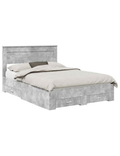 Struttura del letto con testiera Grigio cemento 140 x 190 cm 2