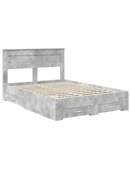 Struttura del letto con testiera Grigio cemento 140 x 190 cm