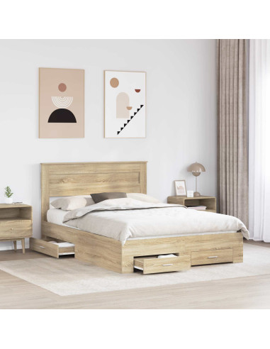 Struttura del letto con testiera Rovere Sonoma 140 x 200 cm