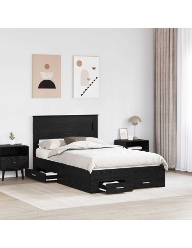 Struttura del letto Rovere Nero 135 x 190 cm Legno multistrato